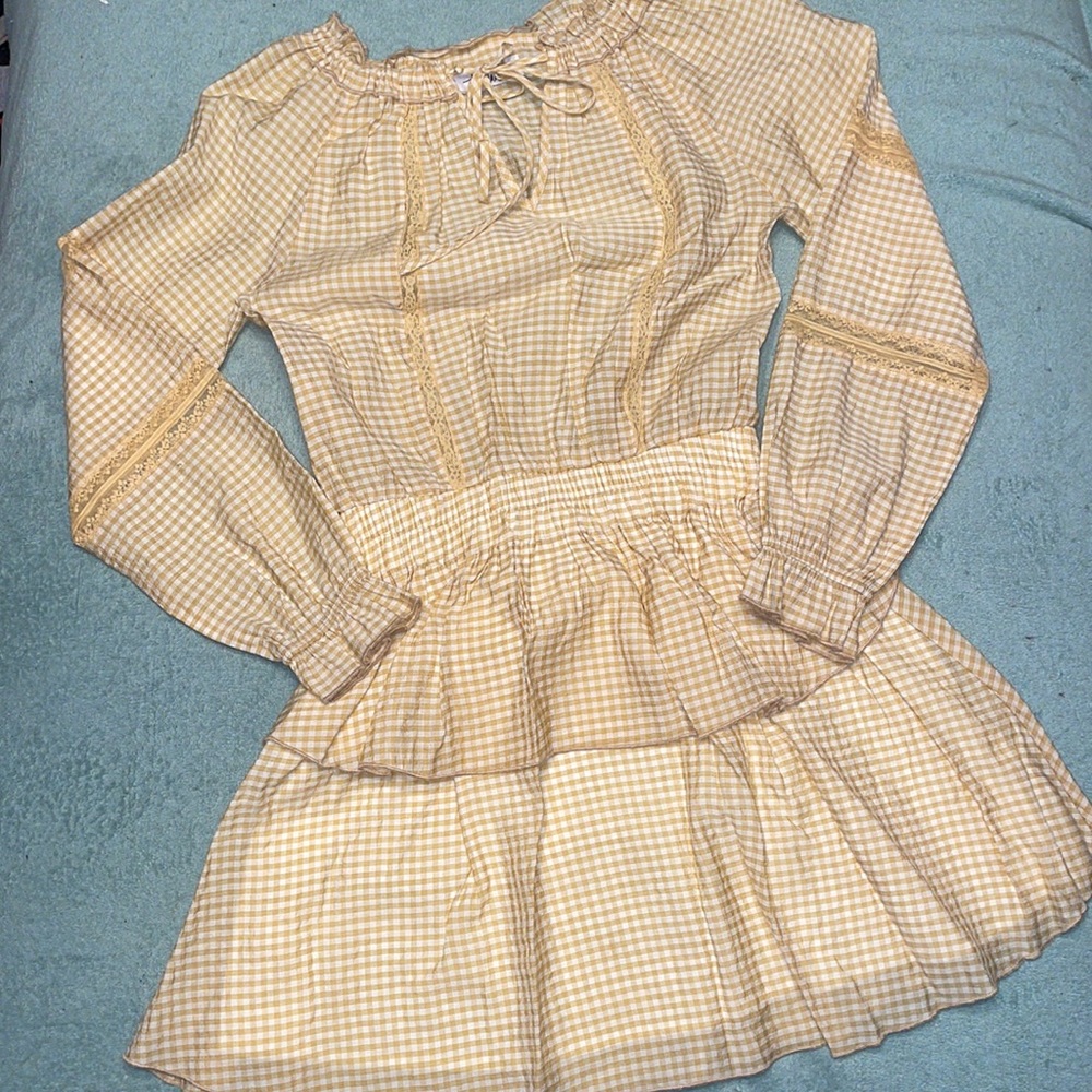 TALULAH Yellow Gingham Long Sleeve Dress